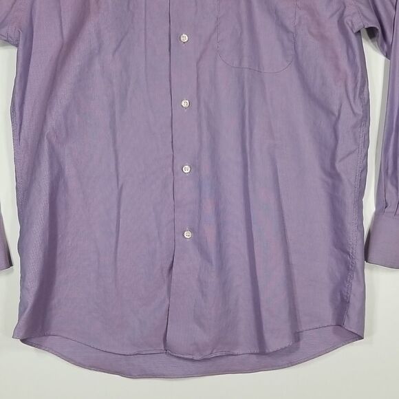 Marks & Spencer Shirt Men's Button Down 15.5 Long Sleeve Purple 100% Cotton - Picture 3 of 10